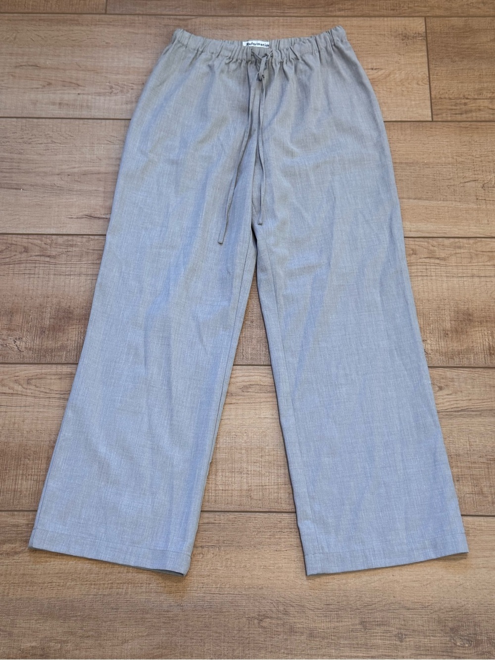Reformation Olina Pant XSP Petite Natural Wool Blend Wide Leg Drawstring Pants - Picture 6 of 10